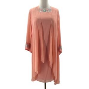 AW BRIDAL 22 3X plus peach pink mother bride 2pc party knee dress NEW B106